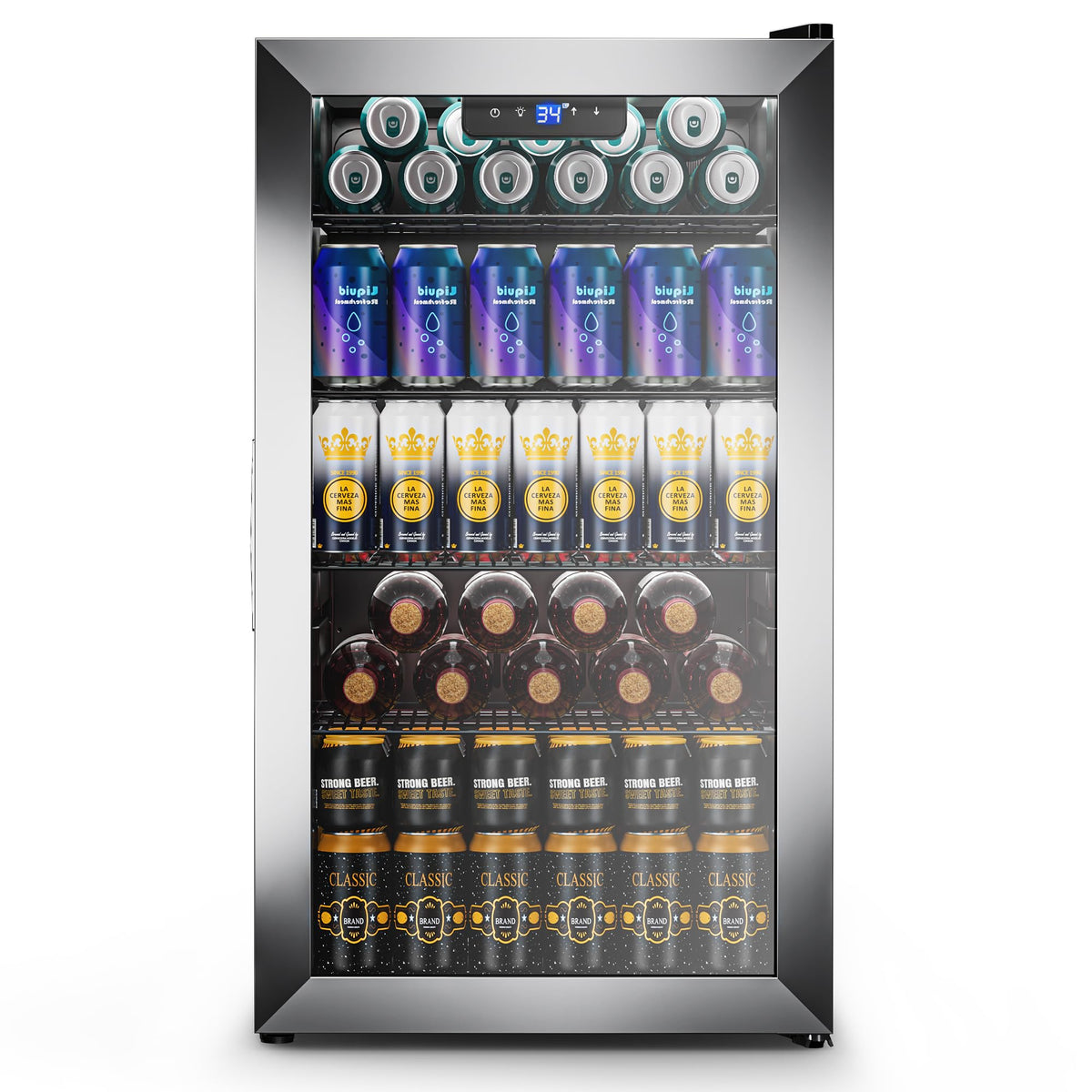3.2 Cuft Beverage Fridge, 130 Can Mini Fridge With Glass Door, Black Jansha Store