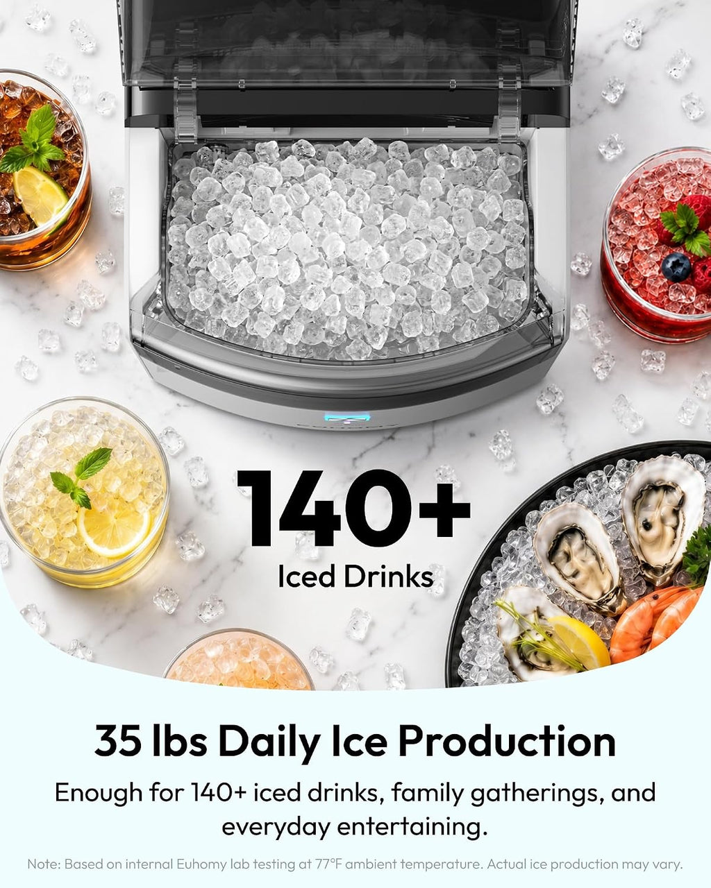 Euhomy Countertop Nugget Ice Maker, 35lbs Daily Sonic Crushed Ice Machine Jansha Store