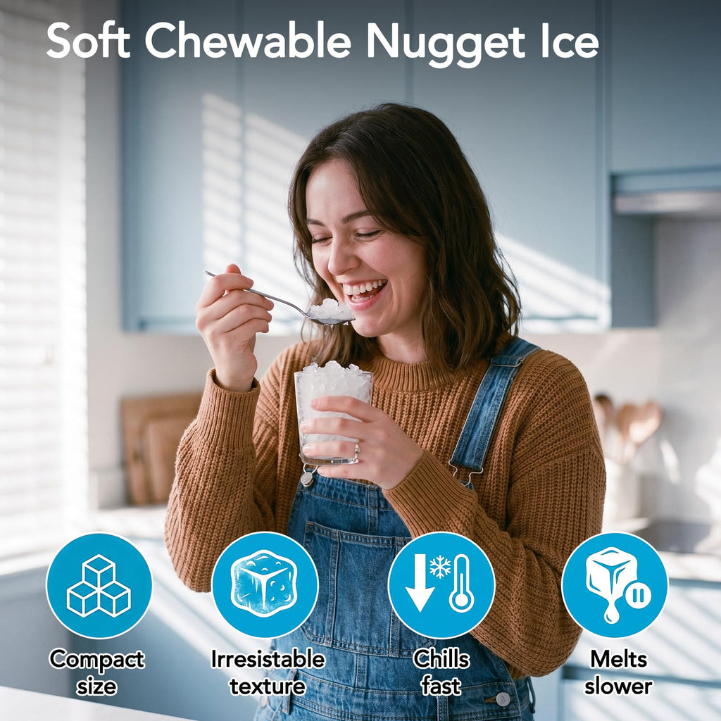 COWSAR Nugget Countertop Ice Maker, Automatic Ice Dispenser, 33 lbs/Day Chewable Pellet Ice Machine with Self-Cleaning & Measured Dispensing, Portable Ice Maker for Home, Kitchen, Office Jansha Store