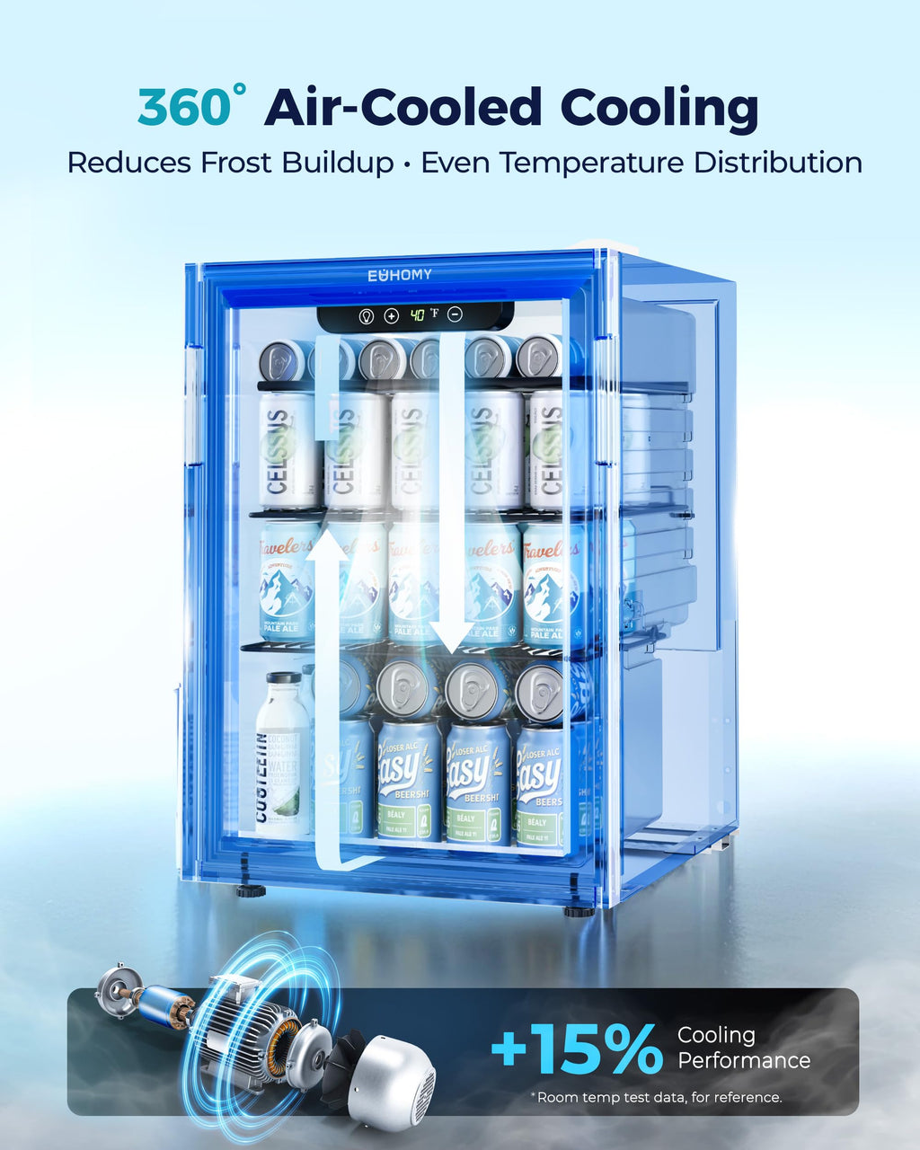 EUHOMY 24 Can Mini Fridge, 18L Beverage Refrigerator with Quiet Compressor Jansha Store
