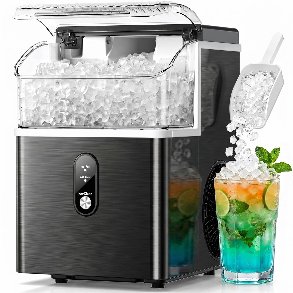 Crzoe Nugget Ice Maker Countertop, 35lbs/Day, Portable Pebble Ice Machine Jansha Store