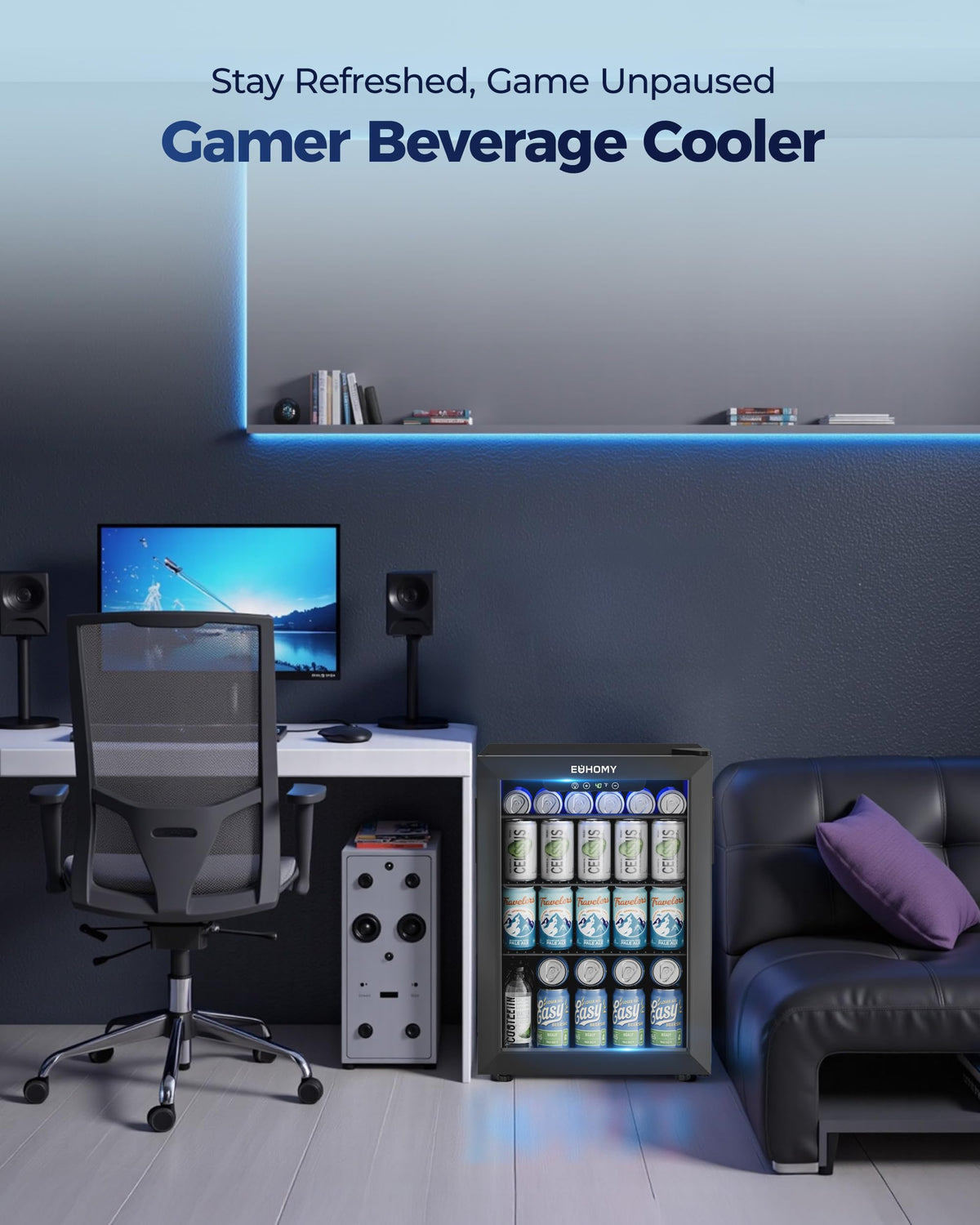 EUHOMY 24 Can Mini Fridge, 18L Beverage Refrigerator with Quiet Compressor Jansha Store