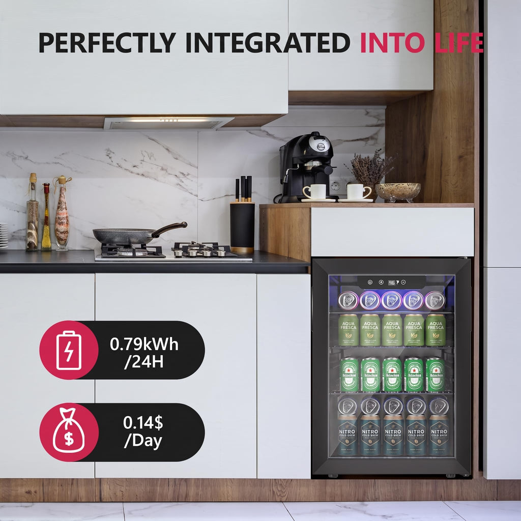 Icyglee 126 Can Mini Fridge, 3.2 Cu.Ft Beverage Refrigerator, Drink Cooler Jansha Store