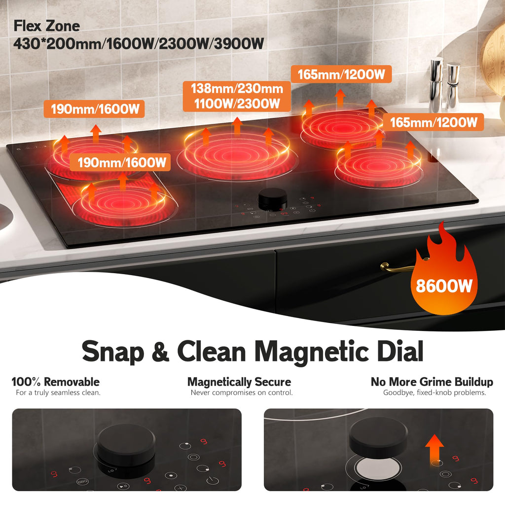 2 Burner Electric Cooktop 110V, 2000W, 24" Countertop & Built-in Jansha Store