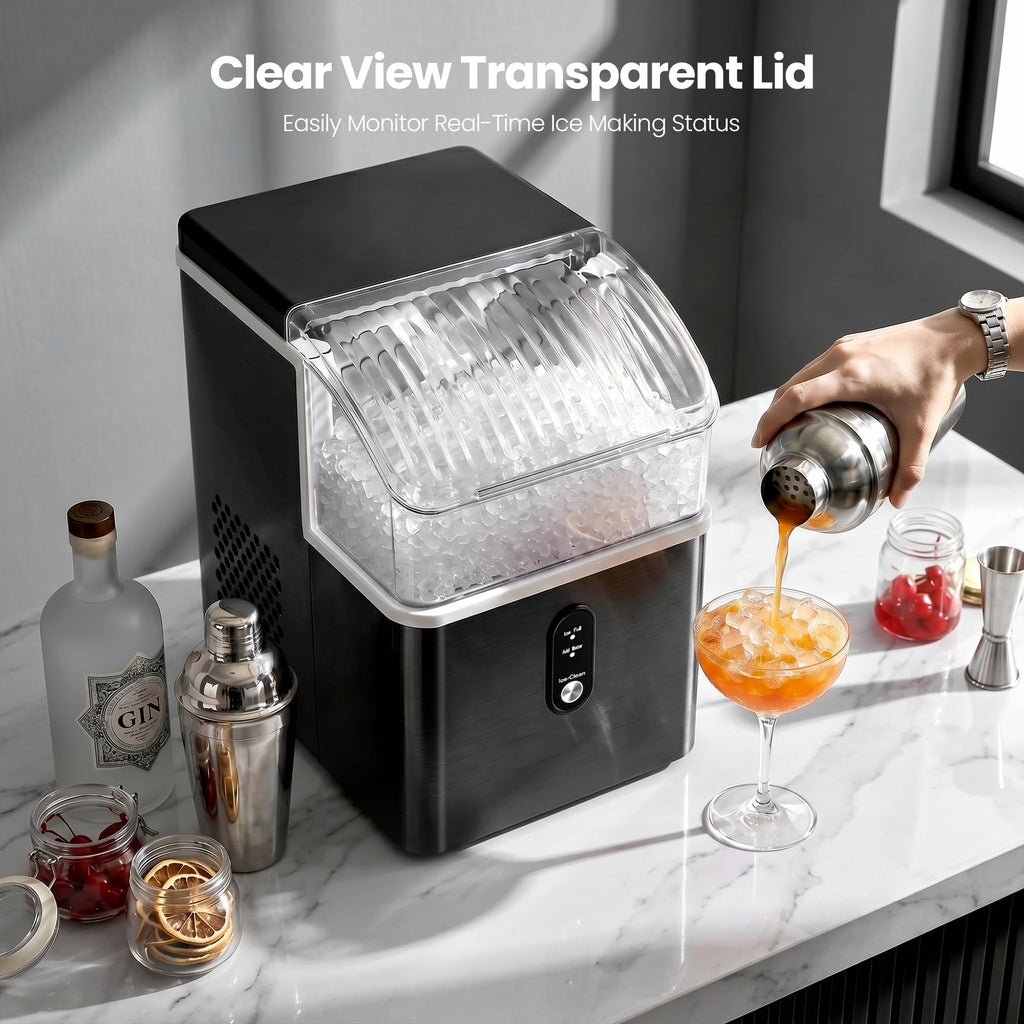 Crzoe Nugget Ice Maker Countertop, 35lbs/Day, Portable Pebble Ice Machine Jansha Store