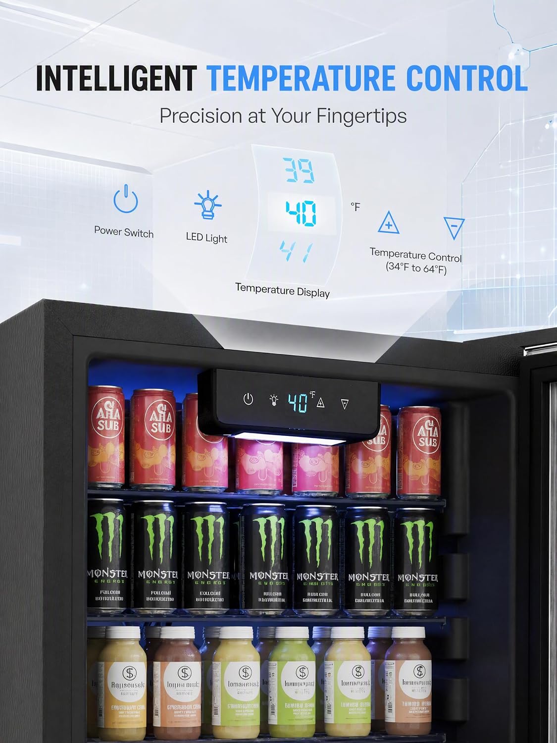 Icyglee 126 Can Mini Fridge, 3.2 Cu.Ft Beverage Refrigerator, Drink Cooler Jansha Store