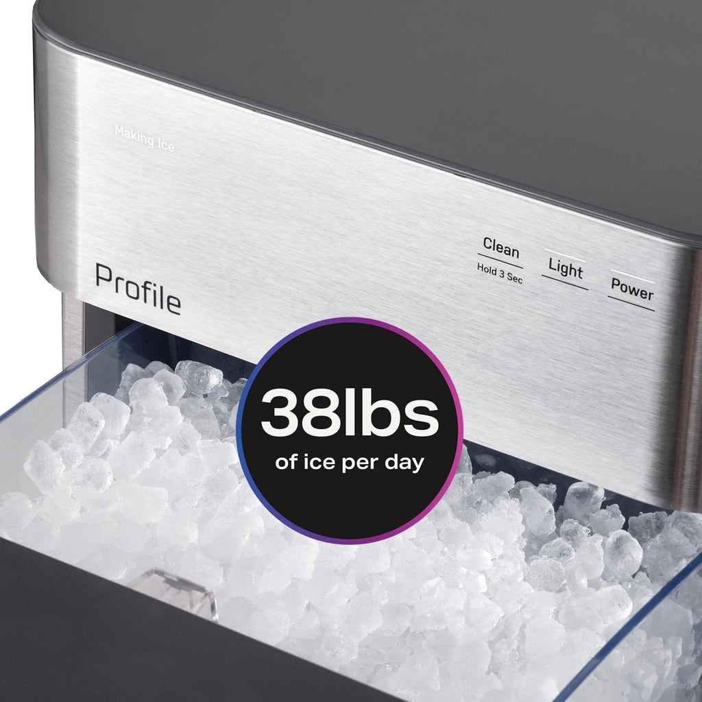 GE Profile Opal Ultra, Countertop Nugget Ice Maker, 1 Gal XL Side Tank, *Amazon Exclusive*, 38 lbs/Day, Pebble Pellet Crushed Ice Machine, WiFi Stainless Steel Jansha Store