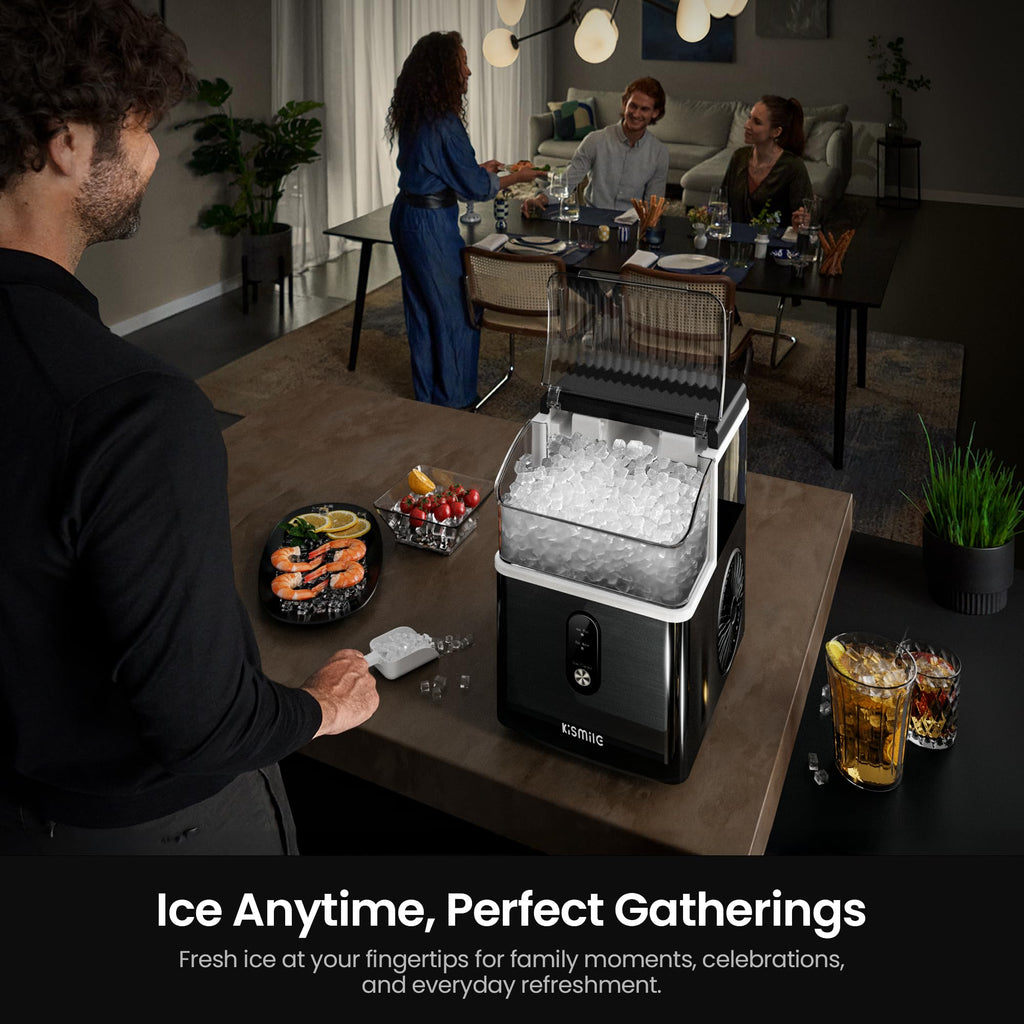 Kismile Nugget Ice Maker Countertop, 35 lbs/Day, Stainless Steel Jansha Store