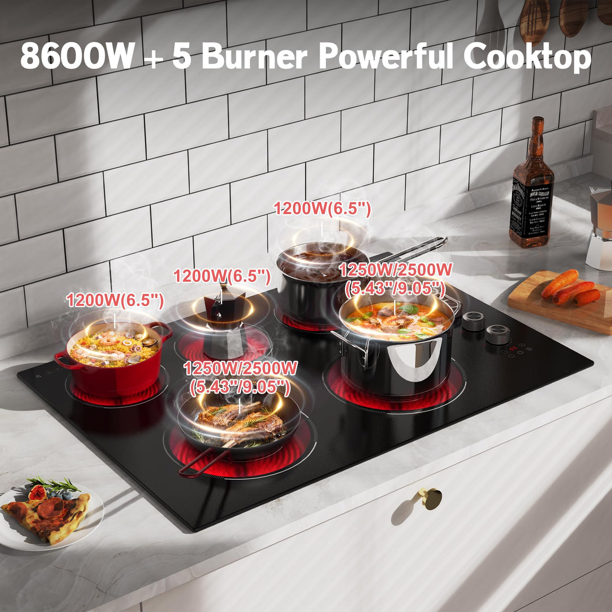 2 Burner Electric Cooktop 110V, 2000W, 24" Countertop & Built-in Jansha Store