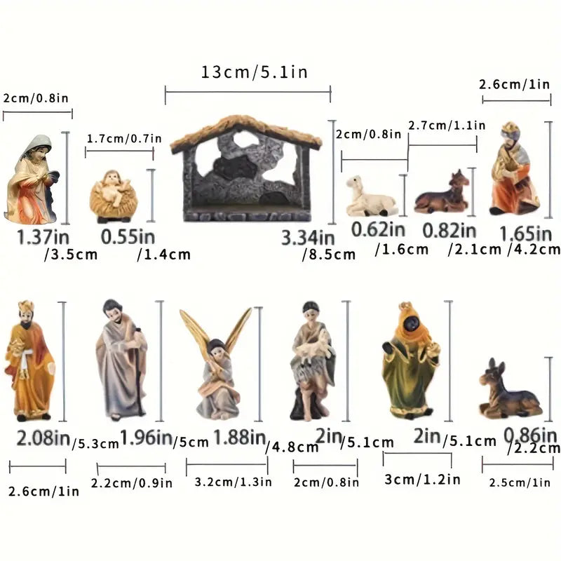 Divine Nativity: 12-Piece Realistic Christmas Figurine Set-4