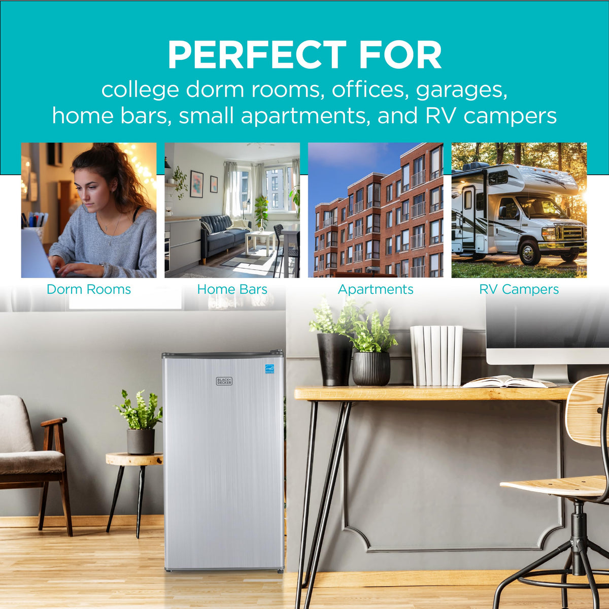 BLACK+DECKER 2.5 Cu. Ft. Compact Refrigerator, Energy Star, BCRK25B, Black Jansha Store