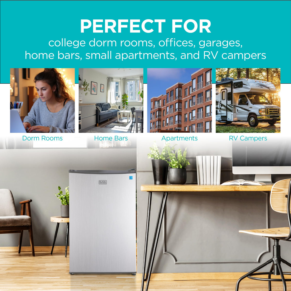 BLACK+DECKER 2.5 Cu. Ft. Compact Refrigerator, Energy Star, BCRK25B, Black Jansha Store