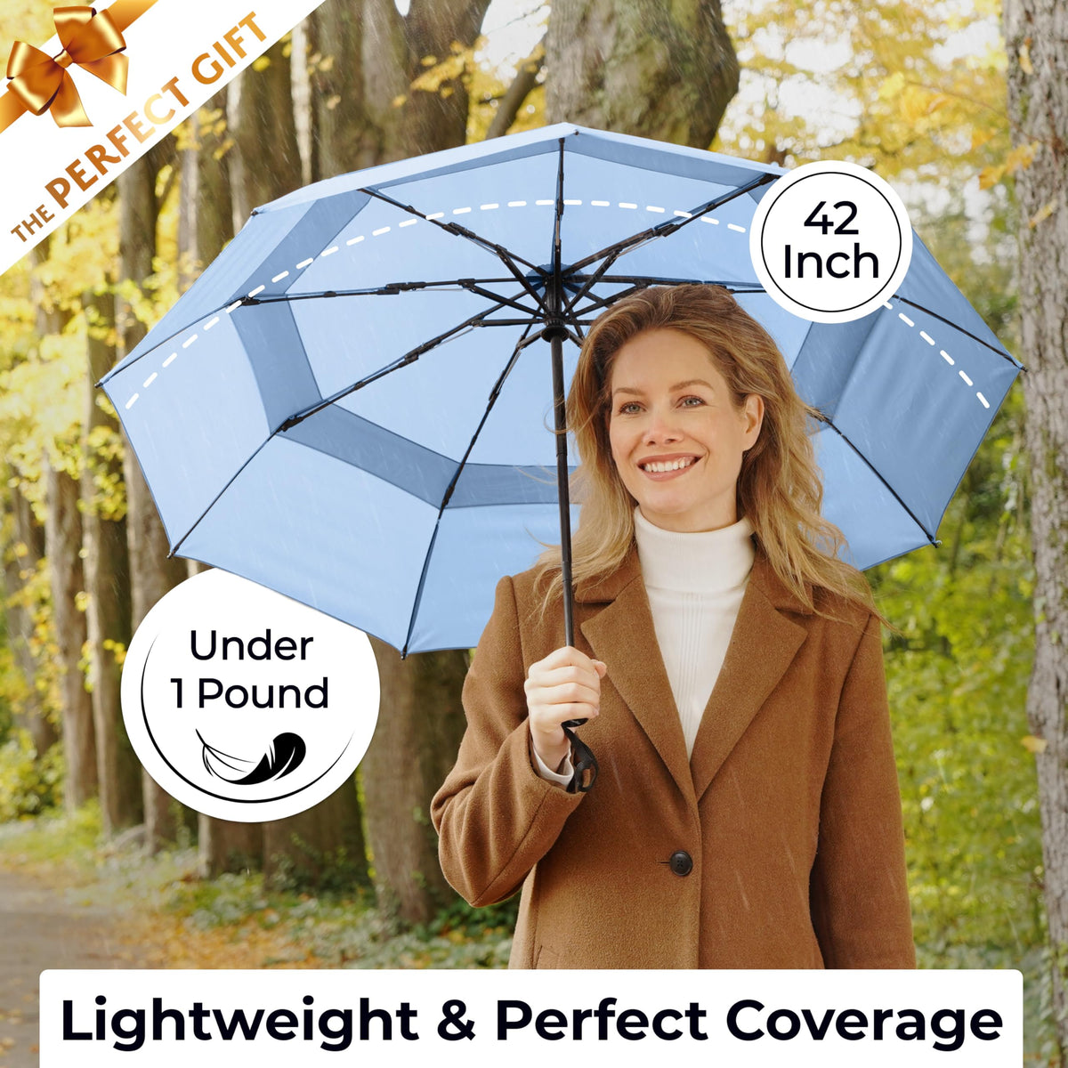 TUMELLA Strongest Windproof Travel Umbrella (Compact, 100MPH Wind-Tested), Light, Portable, One-Handed Use, Automatic Folding Rain Umbrella, Durable, Premium Grip, Fits Car & Backpack Jansha Store