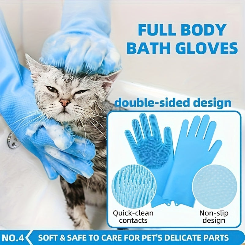 Dog Bath Brush Grooming Kit 6pcs with Gloves & Towel LPT