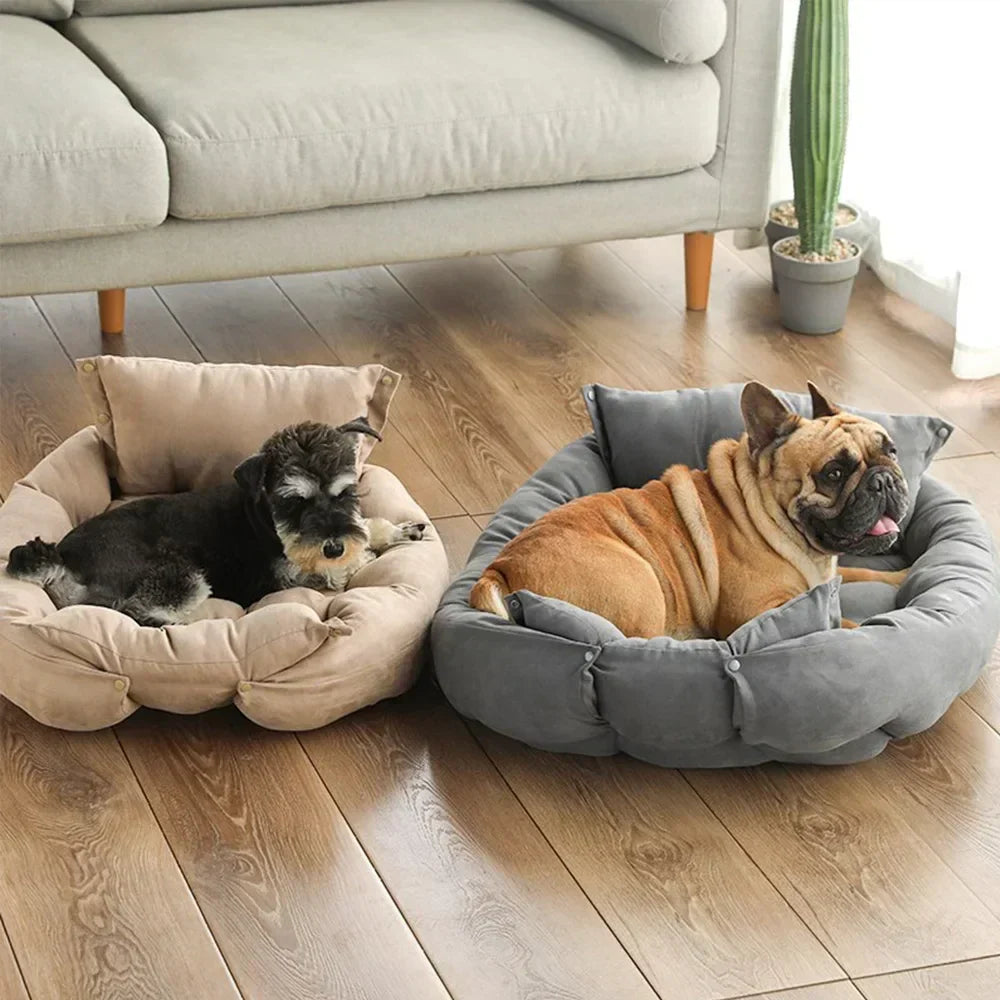 3-in-1 Multifunction Dog And Cat Bed Soft Cotton Convertible Pet Mat Brown LPO