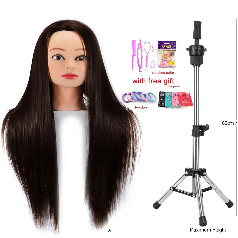 Mannequin Head With Synthetic Hair For Styling-16