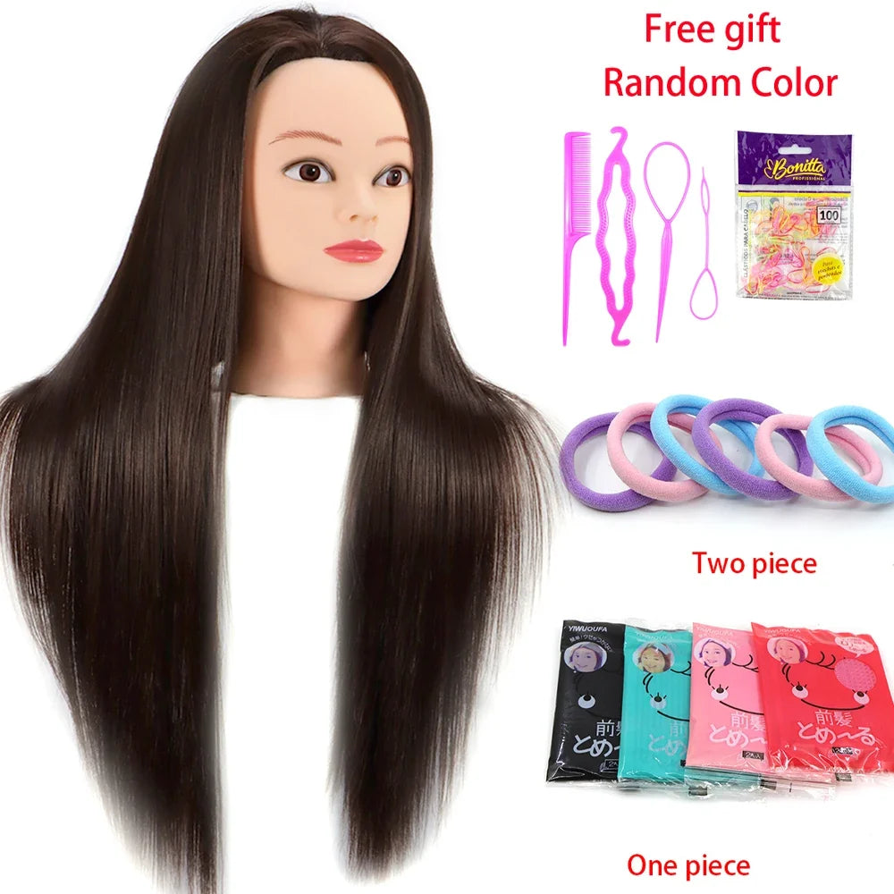 Mannequin Head With Synthetic Hair For Styling-6