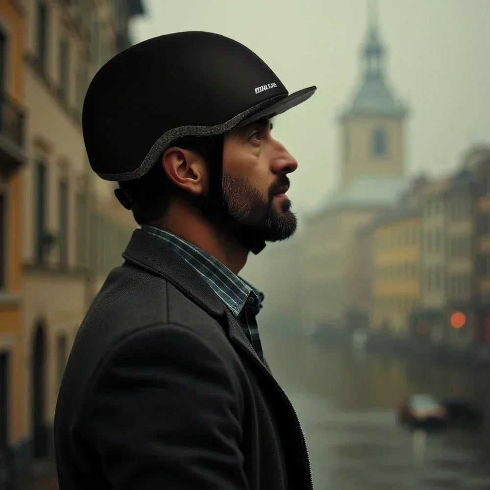 Urban Cycling Helmet Vintage-Style Safety Helmet Black LPO