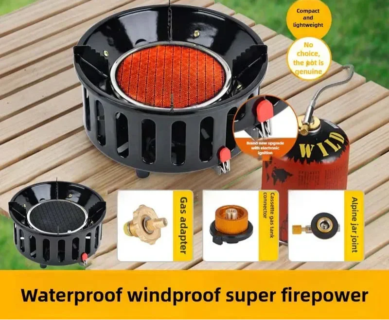 7-Core Camping Infrared Gas Stove Black LPO