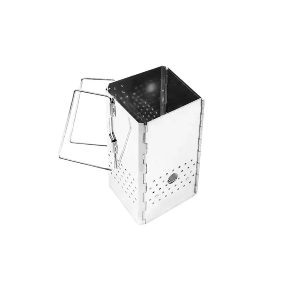 Portable Charcoal Starter & Folding BBQ Grill Stainless Steel Silver LPO