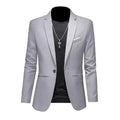 Mens Slim Fit Casual Suit Jacket Single Button (Gray)-0
