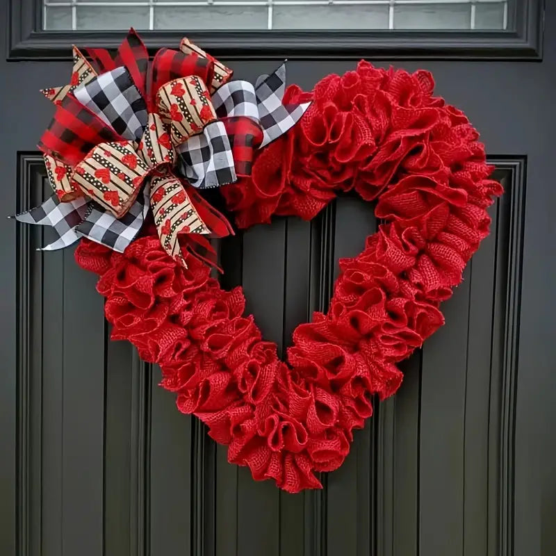 Valentine's Day Wrinkled Hemp Rope Heart-shaped Wreath CAN