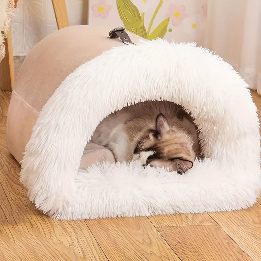 Warm Plush Cat Nest Bed for Winter Comfort LPT