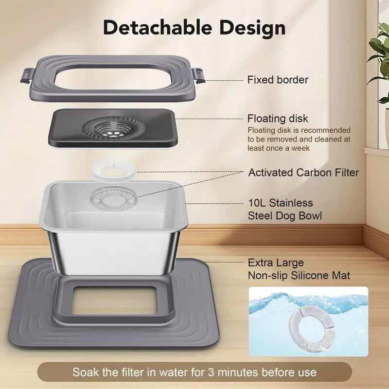 Dog Stainless Steel Water Bowl with Mat LPT