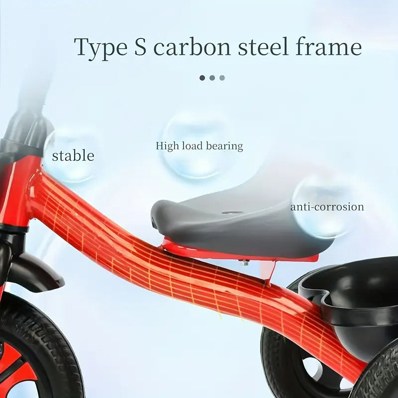 3-Wheel Kids Red Tricycle Stainless Steel Bike-4
