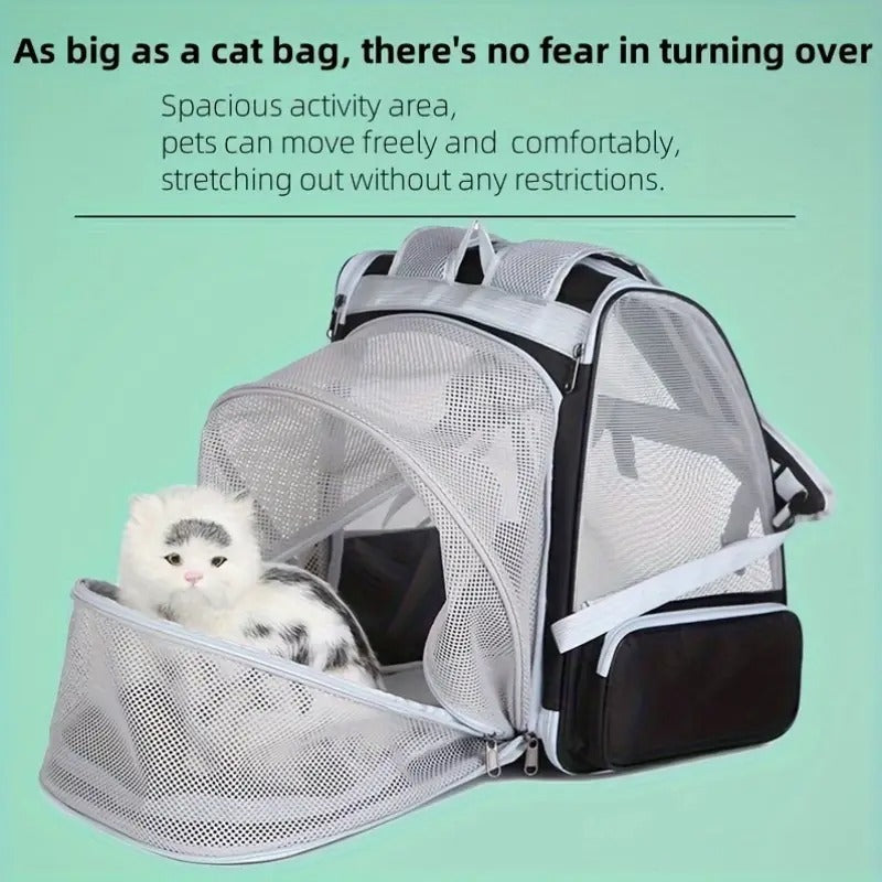 Expandable Cat Backpack Carrier with 3-Sided Mesh LPT