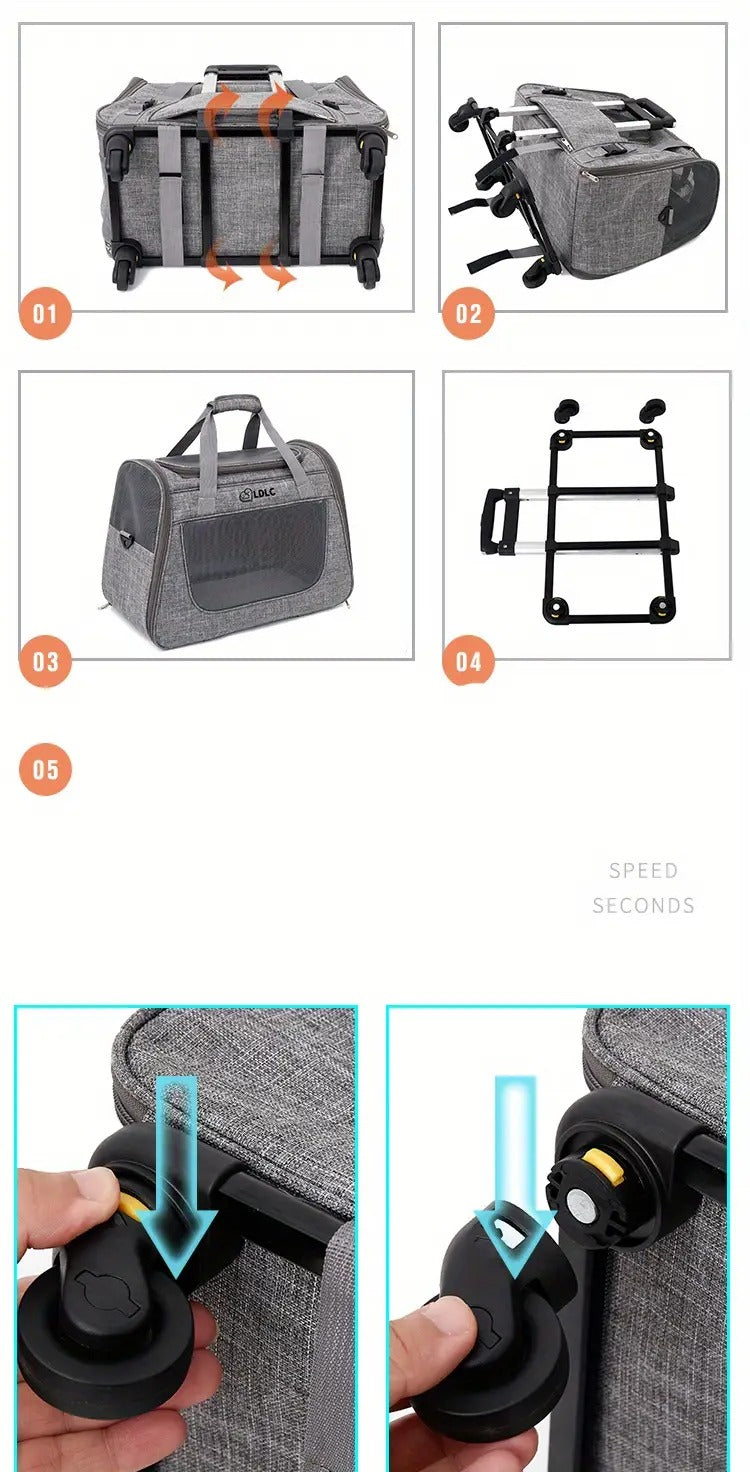 Pet Rolling Carrier with Detachable Wheels LPT