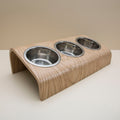Wooden Elevated Cat and Dog Bowl Stand with 3 Bowls Valiai
