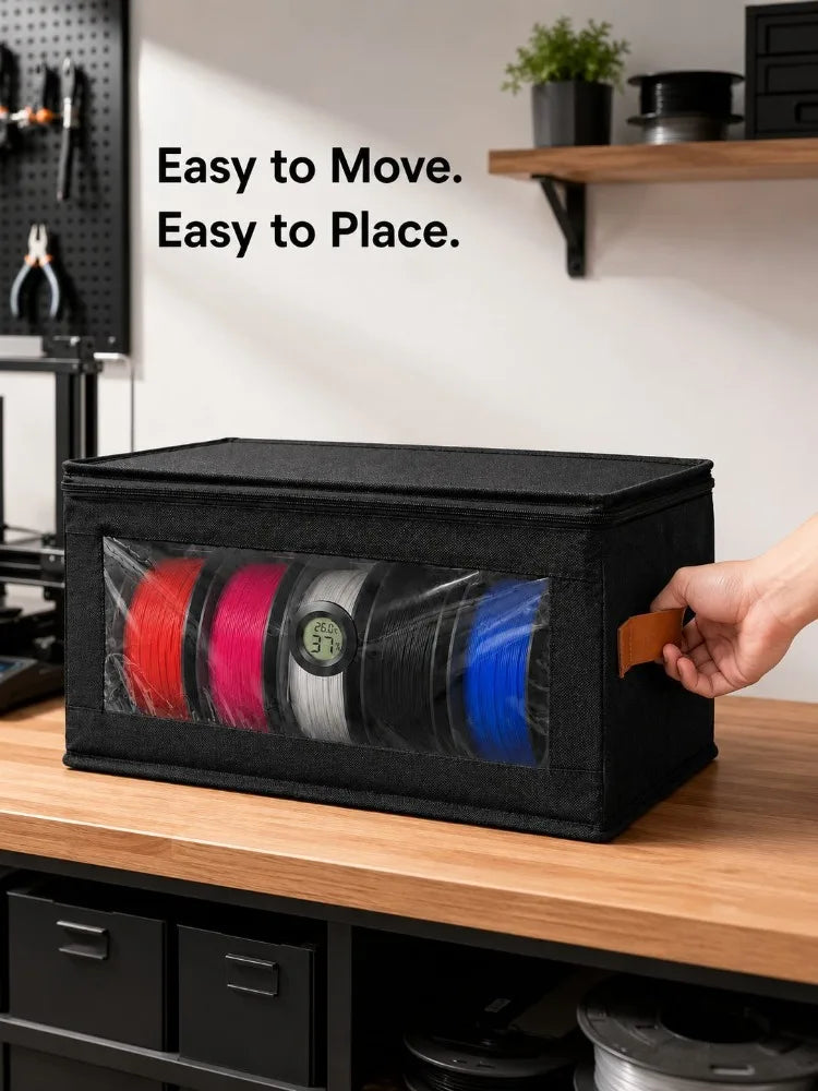 3D Printer Filament Storage Box Non Woven Foldable Organizer With Hygrometer Clear Window For Home Office 3D Printing Workspace Jansha Store